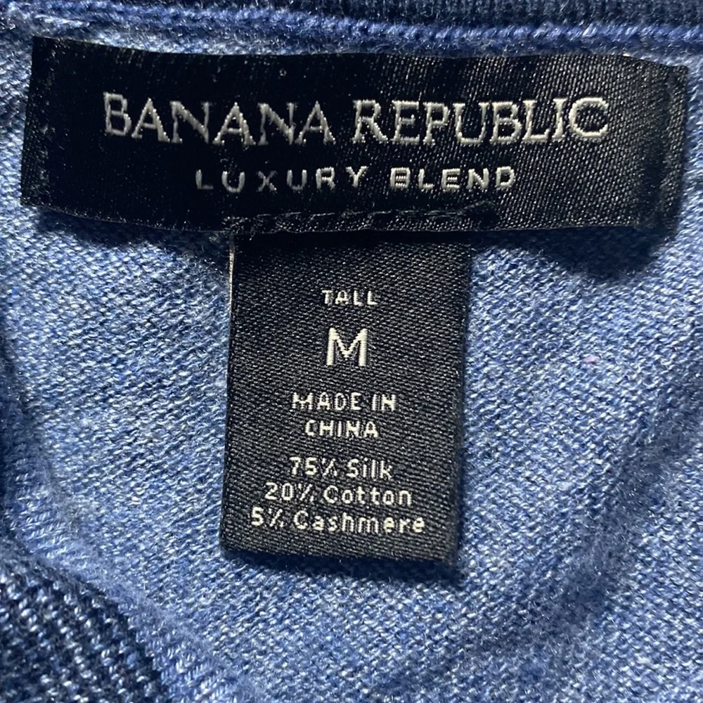Banana Republic Men's Luxury Blend Heather Blue Polo Shirt
